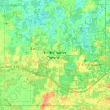 Bath Charter Township topographic map, elevation, terrain