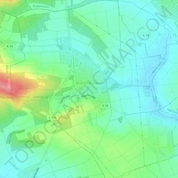 Mommenheim topographic map, elevation, terrain