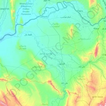 Kunduz topographic map, elevation, terrain