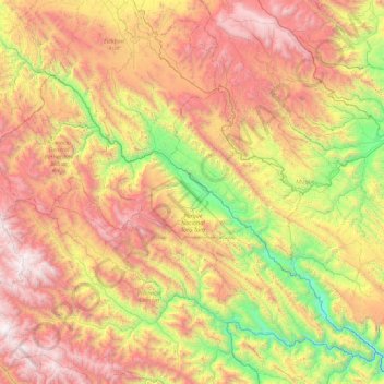Río Caine topographic map, elevation, terrain
