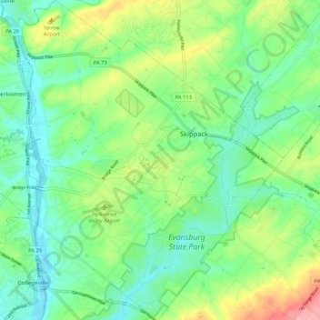 Skippack Township topographic map, elevation, terrain