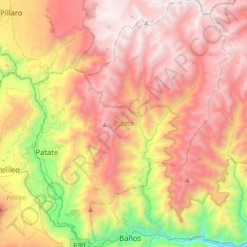 Patate topographic map, elevation, terrain