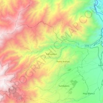 Cahuasqui topographic map, elevation, terrain
