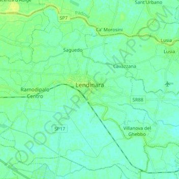Lendinara topographic map, elevation, terrain