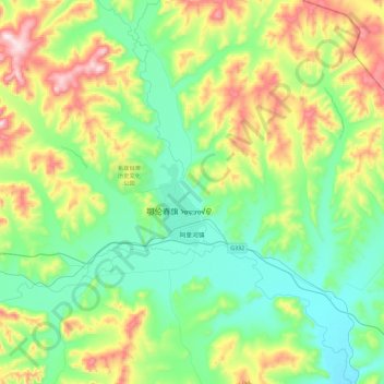 阿里河镇 topographic map, elevation, terrain