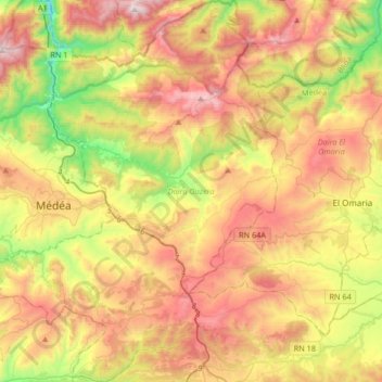 Daïra Ouzera topographic map, elevation, terrain