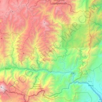 Baños topographic map, elevation, terrain