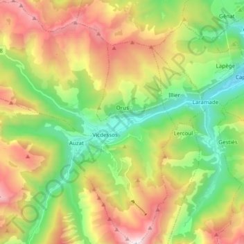 Val-de-Sos topographic map, elevation, terrain
