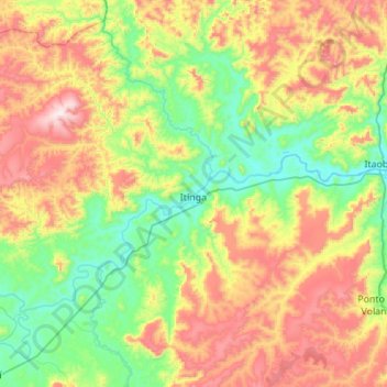 Itinga topographic map, elevation, terrain