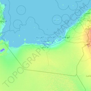 Abu Dhabi Emirate topographic map, elevation, terrain