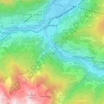Landeck topographic map, elevation, terrain