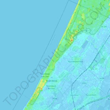 Noordwijk topographic map, elevation, terrain