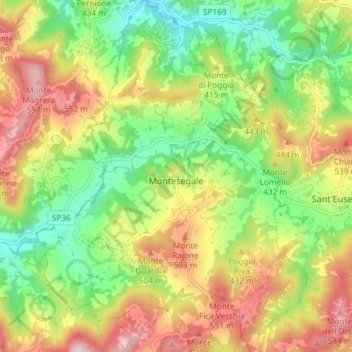 Montesegale topographic map, elevation, terrain