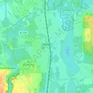 Zeesen topographic map, elevation, terrain