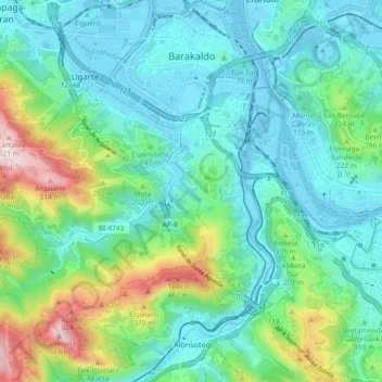 Barakaldo topographic map, elevation, terrain