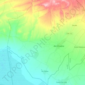 Aïn Khadra topographic map, elevation, terrain