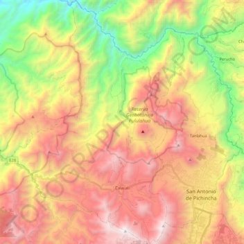 Calacali topographic map, elevation, terrain