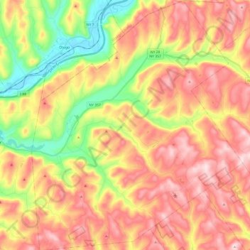 Town of Franklin topographic map, elevation, terrain
