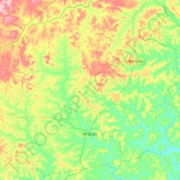Araçás topographic map, elevation, terrain