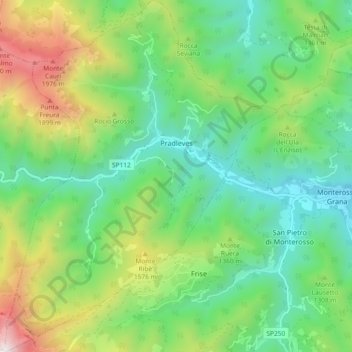 Pradleves topographic map, elevation, terrain