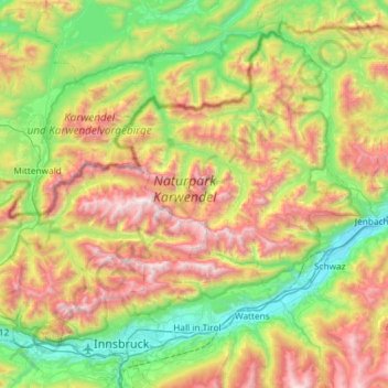 Karwendel topographic map, elevation, terrain
