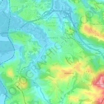Saint-Pierre-d'Irube topographic map, elevation, terrain