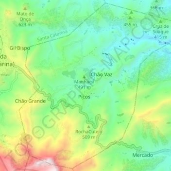 São Salvador do Mundo topographic map, elevation, terrain