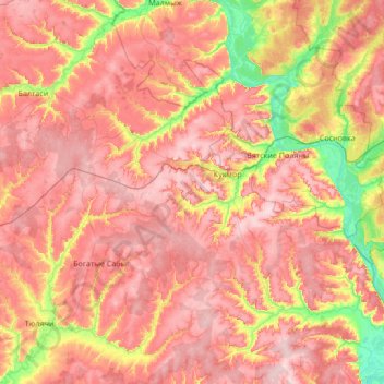 Кукморский район topographic map, elevation, terrain