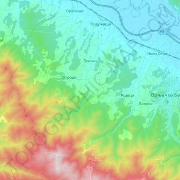 Gracac topographic map, elevation, terrain