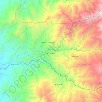 El Corazón topographic map, elevation, terrain
