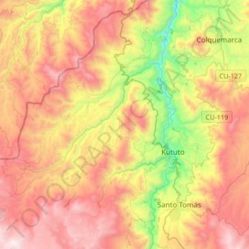 Quiñota topographic map, elevation, terrain