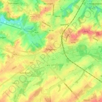 Tongeren topographic map, elevation, terrain