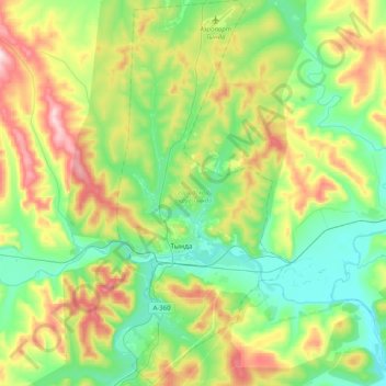 городской округ Тында topographic map, elevation, terrain