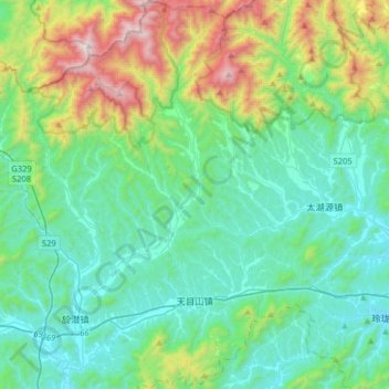 天目山镇 topographic map, elevation, terrain