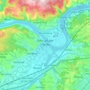 Ybbs an der Donau topographic map, elevation, terrain