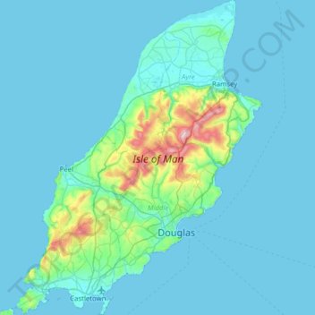 Isle of Man topographic map, elevation, terrain