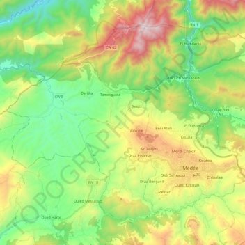 Daïra de Médéa topographic map, elevation, terrain