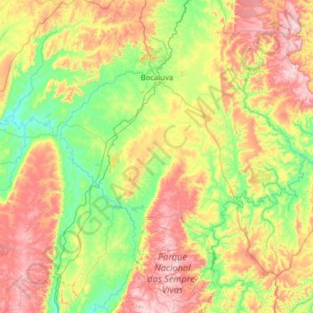 Bocaiuva topographic map, elevation, terrain