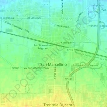San Marcellino topographic map, elevation, terrain
