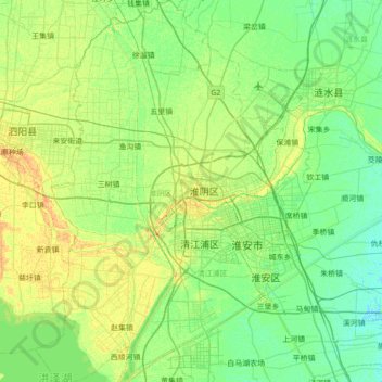 淮阴区 topographic map, elevation, terrain