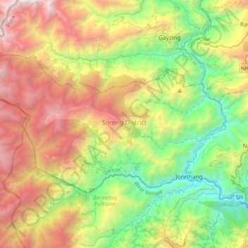 Soreng topographic map, elevation, terrain