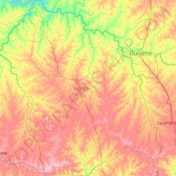 Flores topographic map, elevation, terrain