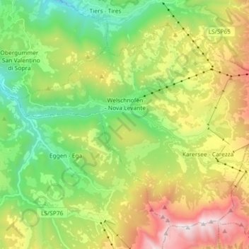 Nova Levante topographic map, elevation, terrain