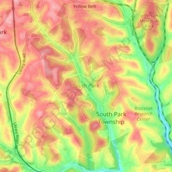 South Park topographic map, elevation, terrain