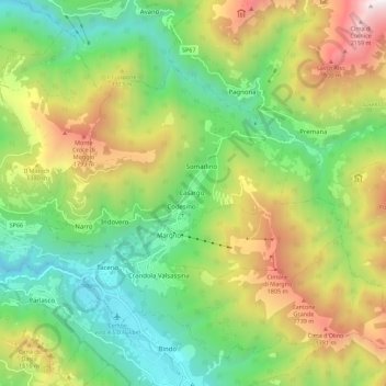 Casargo topographic map, elevation, terrain