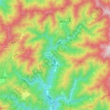 狮石乡 topographic map, elevation, terrain