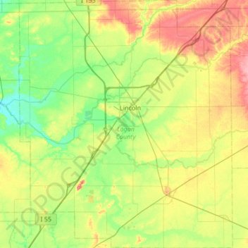 Logan County topographic map, elevation, terrain