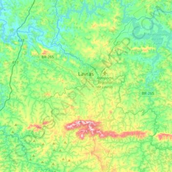 Lavras topographic map, elevation, terrain