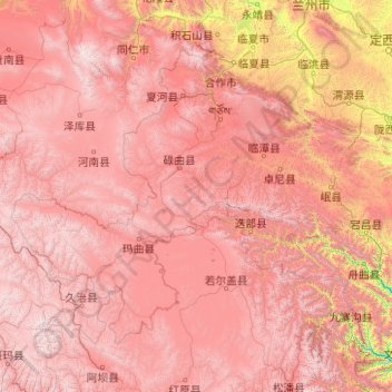甘南州 topographic map, elevation, terrain