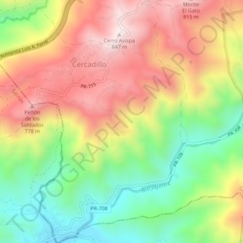 Cercadillo topographic map, elevation, terrain